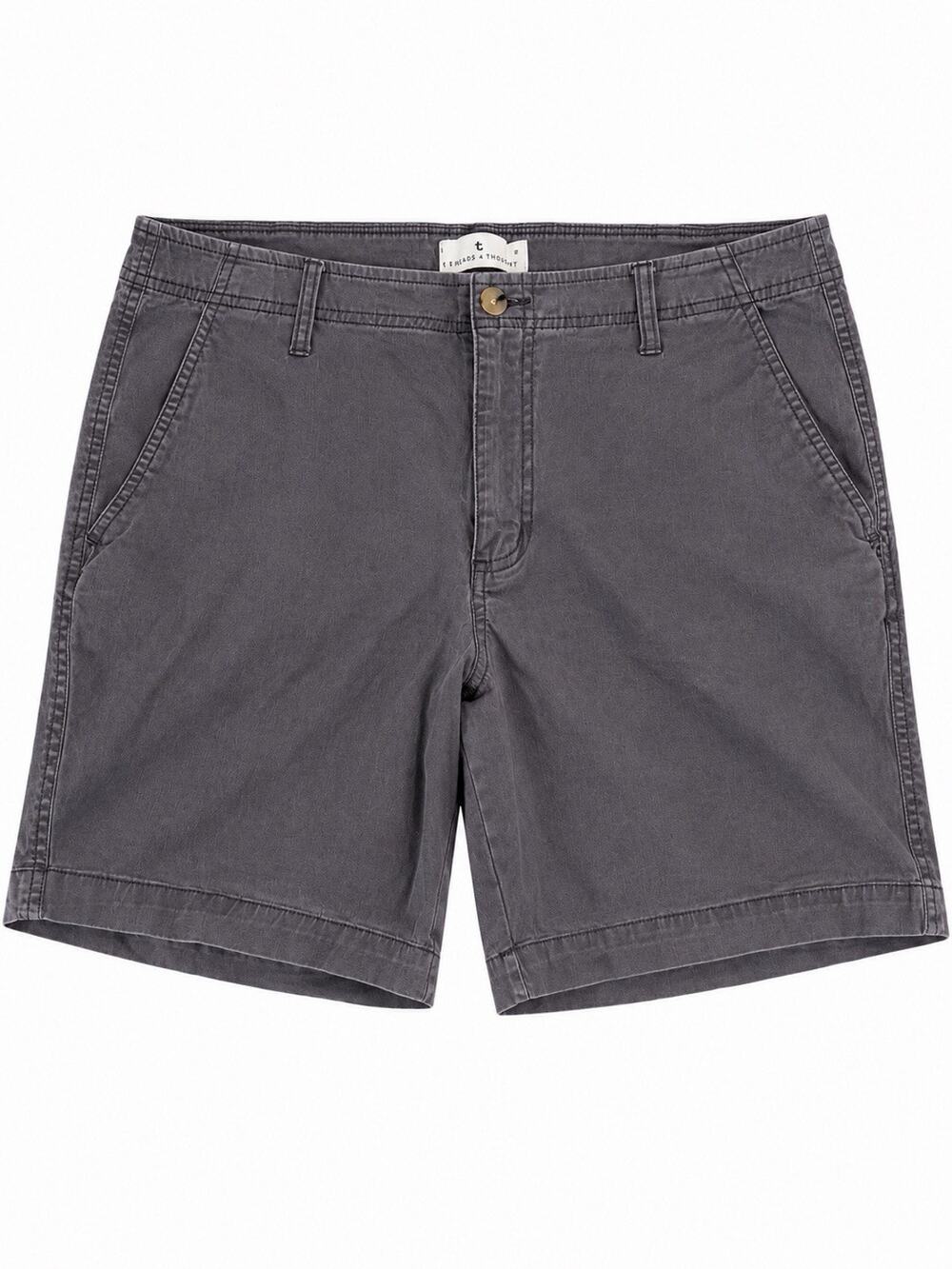 True Craft Men’s Chino Shorts Size 34 Gray Flat Front Casual Cotton Style